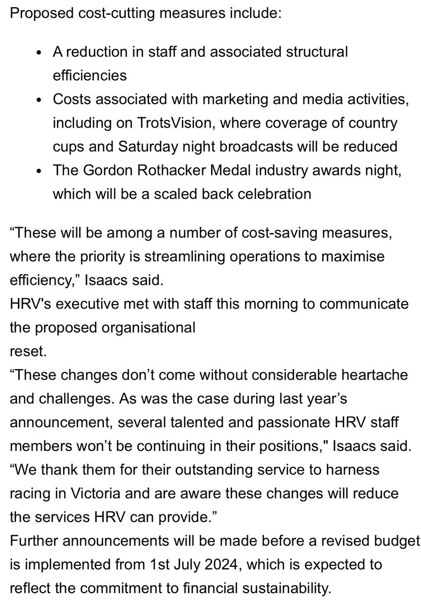 Key announcements made by @TheTrotsComAu