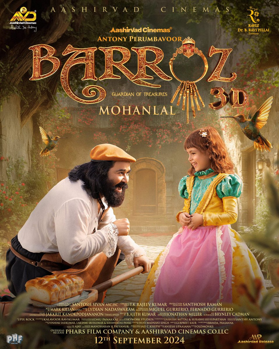 Theatre Charting Started For #Barroz3D

Locking All Big Capacity & 3D Screens 💥

Kottayam Abhilash & Thrissur Ragam In

Directed By @Mohanlal 

@aashirvadcine @PharsFilm