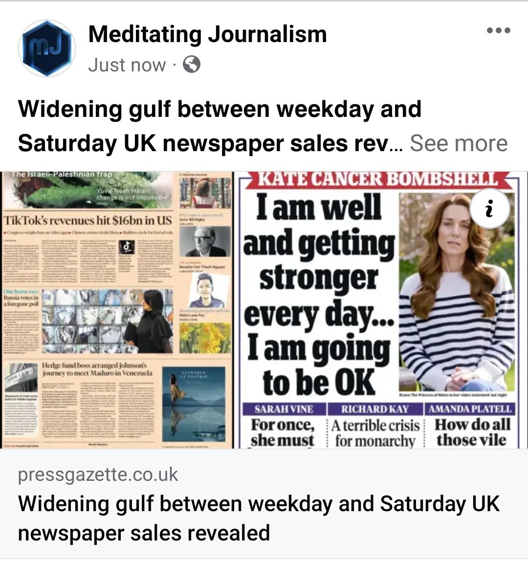 𝗪𝗶𝗱𝗲𝗻𝗶𝗻𝗴 𝗴𝘂𝗹𝗳 𝗯𝗲𝘁𝘄𝗲𝗲𝗻 𝘄𝗲𝗲𝗸𝗱𝗮𝘆 𝗮𝗻𝗱 𝗦𝗮𝘁𝘂𝗿𝗱𝗮𝘆 𝗨𝗞 𝗻𝗲𝘄𝘀𝗽𝗮𝗽𝗲𝗿 𝘀𝗮𝗹𝗲𝘀 𝗿𝗲𝘃𝗲𝗮𝗹𝗲𝗱

whatsapp.com/channel/0029Va…
#MeditatingJournalism #PressGazette #FutureofMedia #WeekendCirculation #WeekdayReadership #DailyMail #DailyMirror