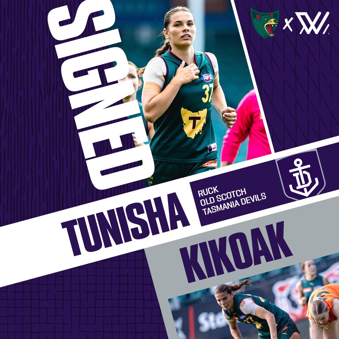 Sad to see you go, but excited for what’s next 🥹 A huge congratulations to our very own Tunisha Kikoak, who has signed with Fremantle for the 2024 AFLW season! We know you’ll absolutely smash it out west 👊 Read more: tasdevils.com.au/2024/05/08/tun…