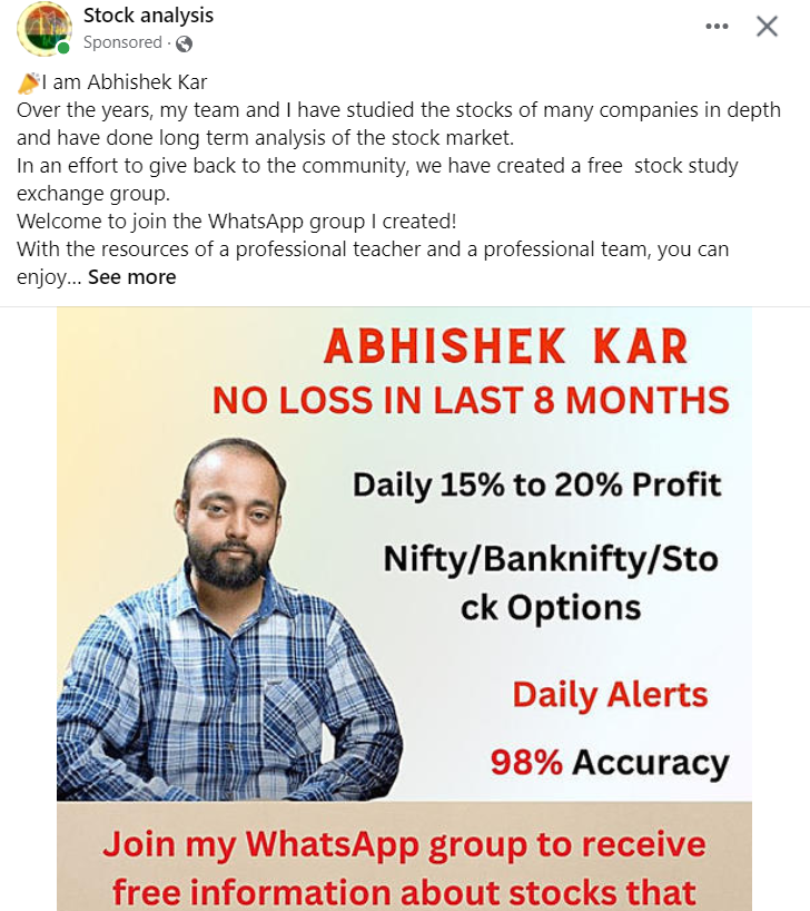 Nowadays these ads are visible a lot to me on fb. May be one day I will also have no loss in last 8 months.

Truly inspirational !!!!

#StockMarket #OptionsTrading