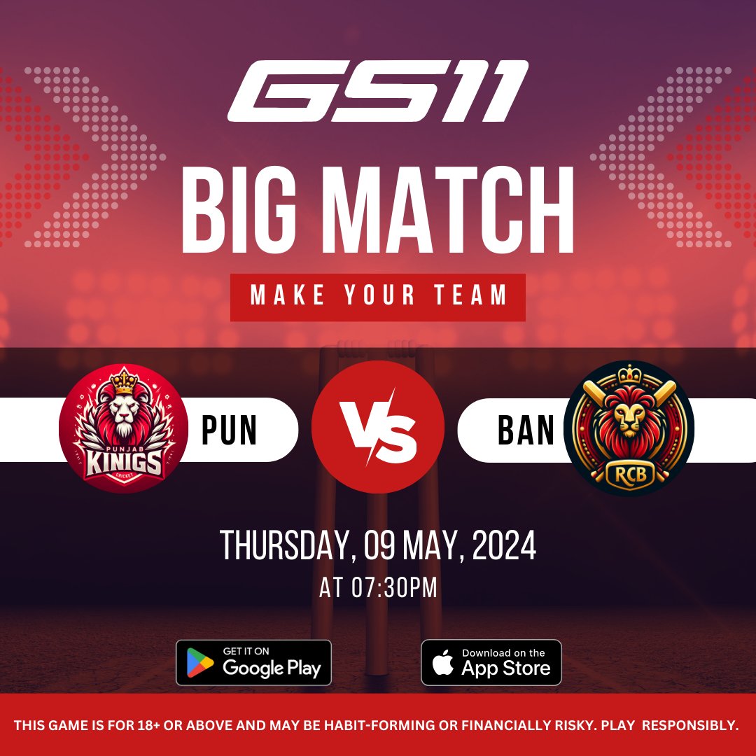 “Get ready for an epic showdown on GS11! 🏏✨ PUN vs BAN - Who will clinch the victory? Join the excitement and make your predictions now! 🌟 #GS11 #CricketFever #PUNvsBAN”