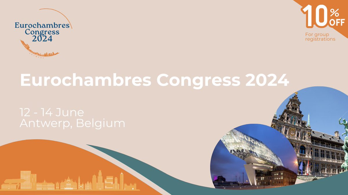 Ready to network with high-level speakers and fellow chamber delegates? Dive into exclusive post-election insights at Eurochambres Congress 2024 from 12-14 June 2024. Register 3 or more & enjoy a 10% off. Secure your spot now!bit.ly/EurochambresCo…