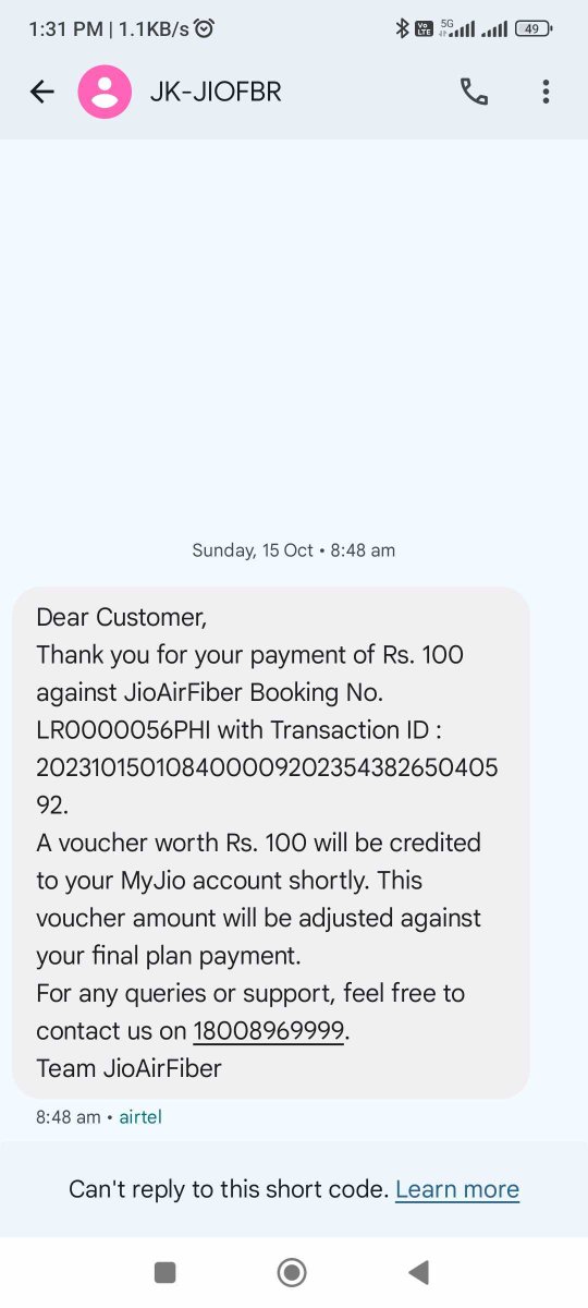 iam_khaledkhan's tweet photo. @JioCare @JioCare I was really excited about Air Fiber, but I gave up due to no response. https://t.co/u37jw0gY1p