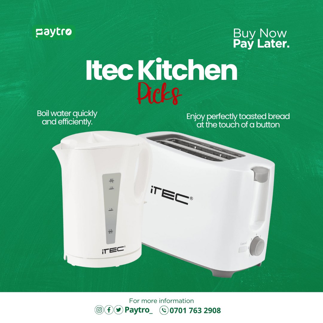 Itec Kitchen picks for every home! 

Shop on Paytro.co or 💬 07017632908

#paytro #shoponline #buyelectronics #kitchenequipment #paysmallsmall #payininstalments #installmentplan #itec