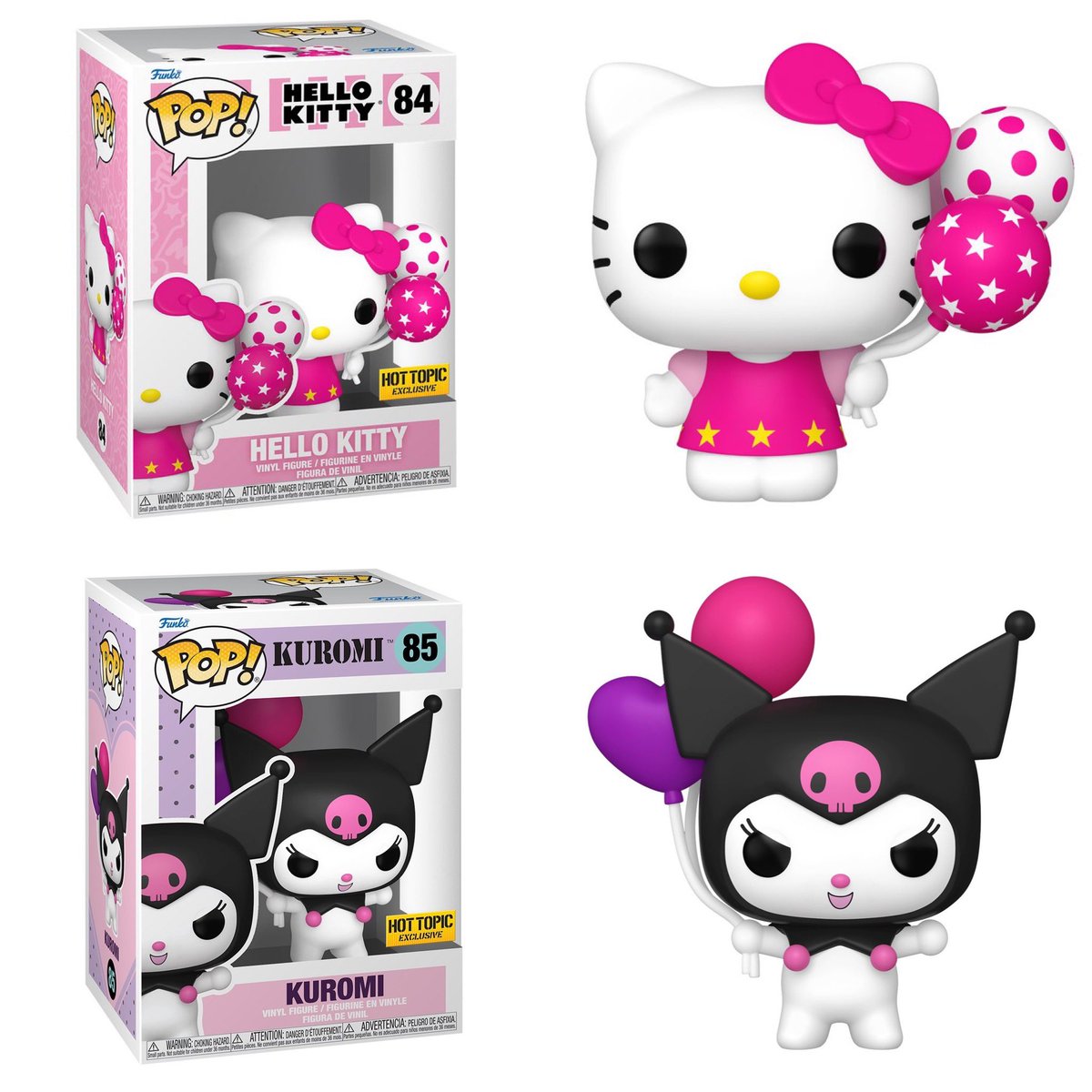 Full glams for the cute new Hot Topic exclusive Hello Kitty and Kuromi with Balloons! Should drop online soon ~ thanks @funkoinfo_ ~ #Sanrio #Kuromi #HelloKitty  #FPN #FunkoPOPNews #Funko #POP #POPVinyl #FunkoPOP #FunkoSoda