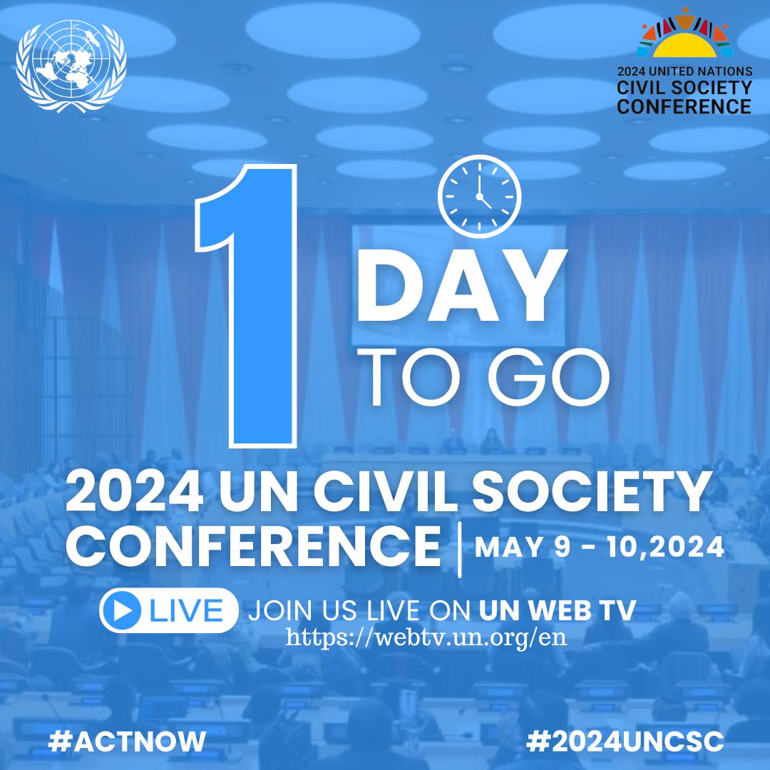 🌍🤝 1 Day to go! Get ready to immerse yourself in workshops, be inspired by our speakers, and collaborate with ImPACT Coalitions at the 2024 UN Civil Society Conference. Joining us online? Register for the newsletter to receive those links. #2024UNCSC #WeCommit #ActNow