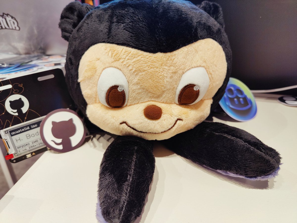 Come by the #GitHub booth @TechoramaBE and register to win a plushie Mona or a digital badge! #developer #swag