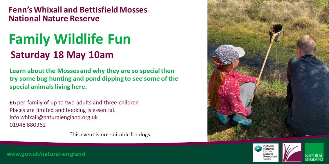 Get out with the family for some pond dipping and bug hunting at Fenn's Whixall and Bettsifield Mosses NNR. Saturday 18th May 10am £6 for the whole family. Book now: eventbrite.com/e/family-wildl… @ShropsWildlife @WhatsOnShrops @ShropshireStar