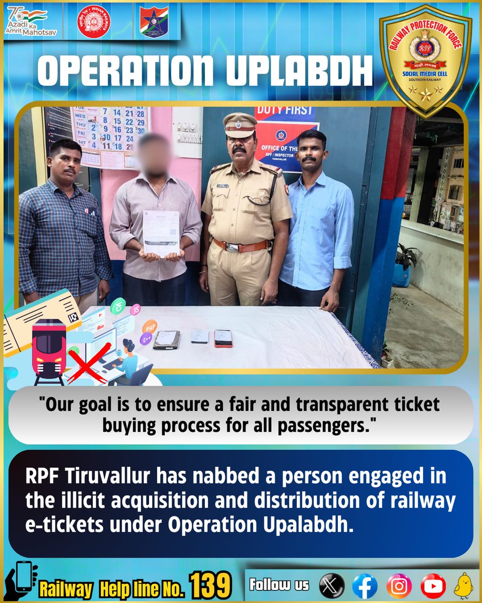 #OperationUplabdh #RPF #RPFSR #Goodwork #railways #southernrailways @RailMinIndia @RPF_INDIA @GMSRailway