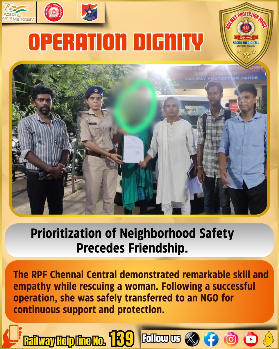 #Operationdignity #RPF #RPFSR #Goodwork #railways #southernrailways @RailMinIndia @RPF_INDIA @GMSRailway