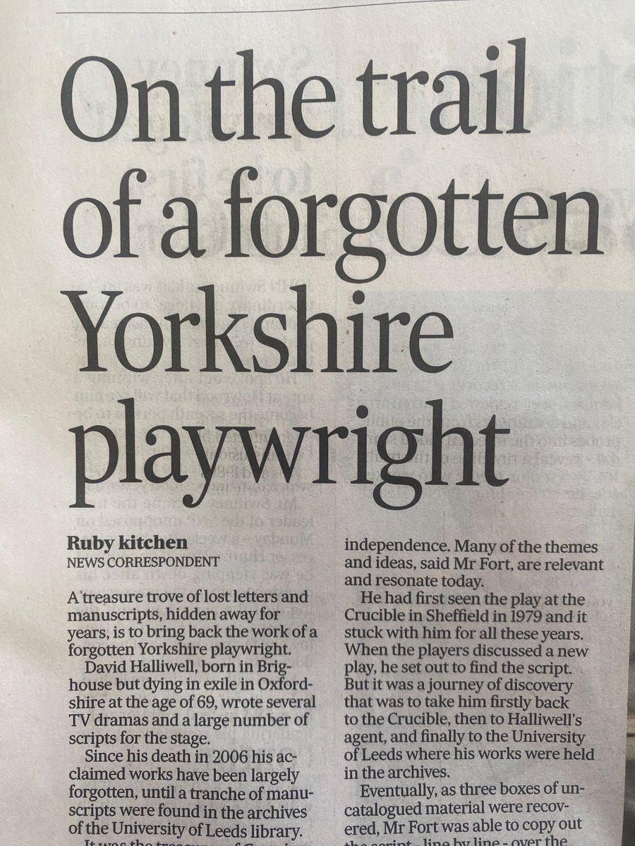 The magnificent Yorkshire Post describe a local playwright as having ‘died in exile.’ He had moved to Oxfordshire.