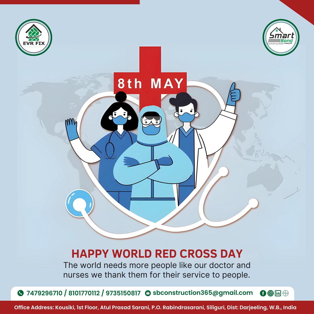 HAPPY WORLD RED CROSS DAY
The world needs more people like our doctor and nurses we thank them for their service to people.

#redcross #fromtheheart #worldredcrossday #EVRFIX #Siliguri