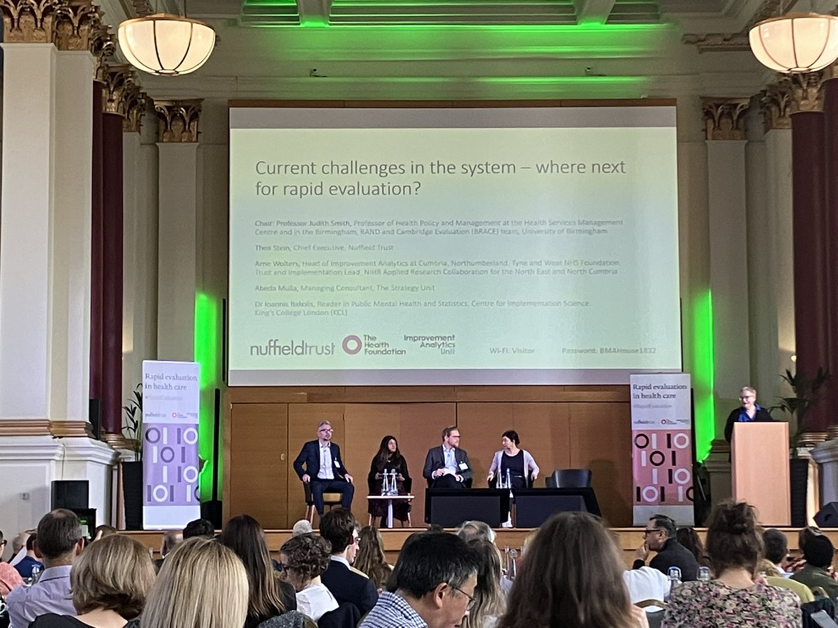 Great to be at the annual @NuffieldTrust @HealthFdn #rapidevaluation conference. Great turn out despite the rail strikes. Bravo to the team for organising this event and also all speakers 🙌