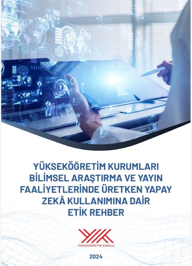 YÖK tarafından Yapay Zeka Kullanımına Dair Etik Rehber Yayımlandı. 
Rehbere ulaşmak için

yok.gov.tr/Documents/2024…