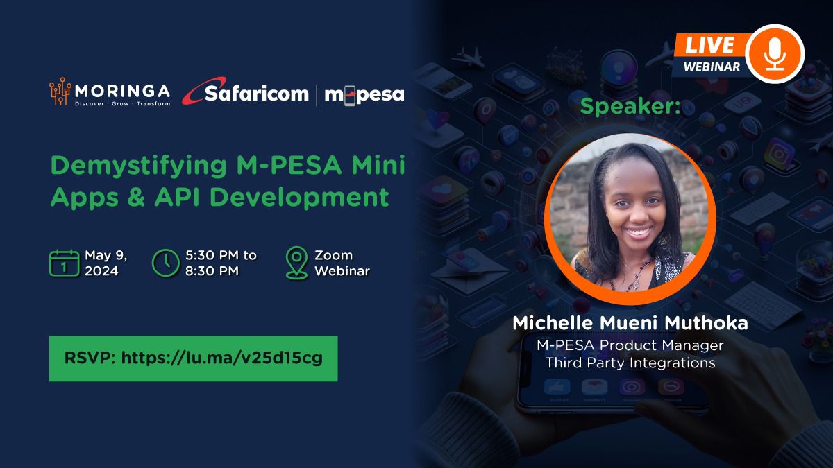 Developing your app on the M-PESA Super App makes it available to more than 5 million active users and provides you with a seamless and convenient way to accept payments. Join us tomorrow for a free Webinar on becoming an M-PESA Super App developer lu.ma/v25d15cg