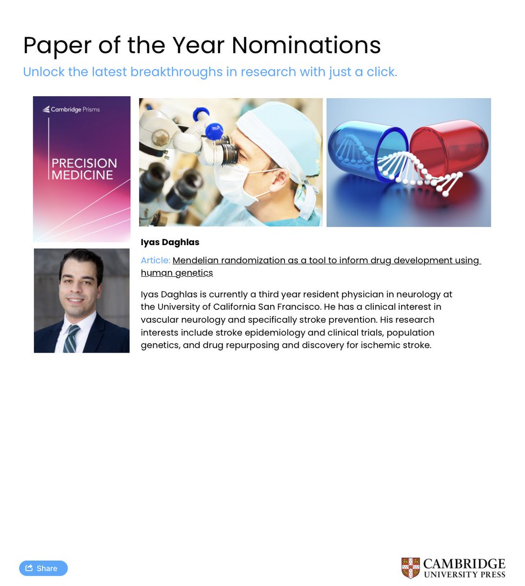 Nominated for paper of the year in #CPPecisionmedicine: Mendelian randomization as a tool to inform drug development using human genetics by @iyas_daghlas and @dpsg108. Read the full article now: bit.ly/4dxt4J0 #genomics #pharmacogenomics #PrecisionMedicine