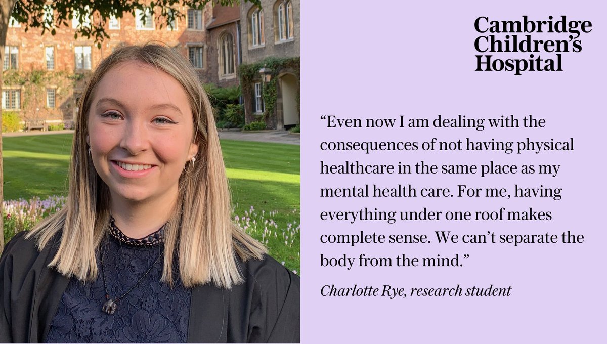 Congratulations to Charlotte from our Young Adult Forum who won an award for her PTSD research. Her work is inspired by her own experiences. Charlotte is an advocate for the @CambChildrens vision of treating mental and physical health together. Read more👉tinyurl.com/vksvb9x8
