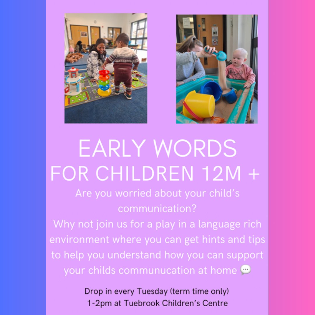 Yesterday in early words we looked at patterns of play and how we can expand our child's play patterns supporting them to build their play and language skills. If you have any worries about your child's early communication why not join us next Tuesday 1-2pm at Tuebrook.