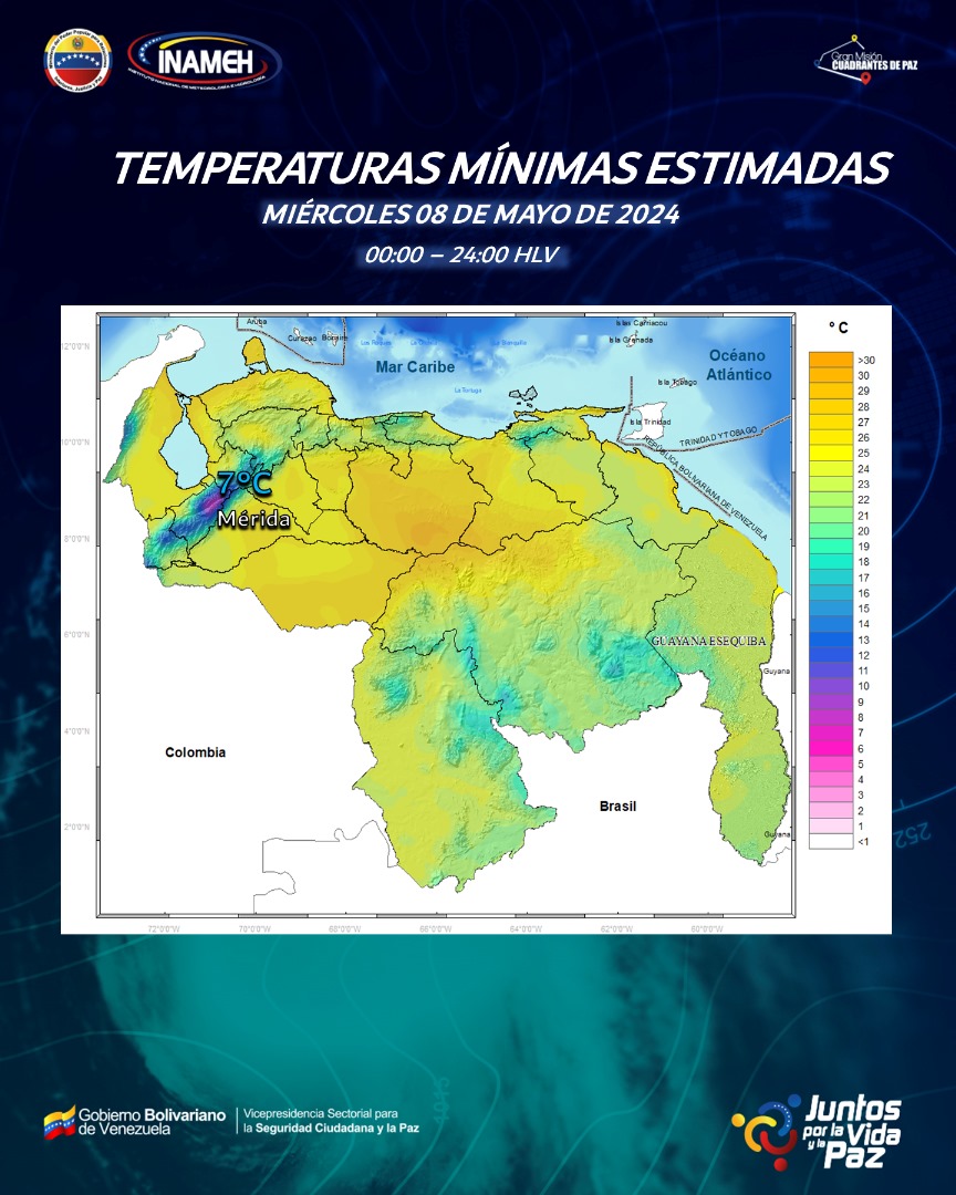 #8May #INAMEHInforma Temperaturas Mínimas Estimadas #FelizMiércoles