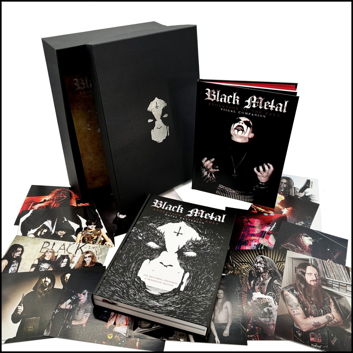 Back in stock: The 2-book signed boxset edition of Cult Never Dies: Evolution of the Cult As well as the main book (340,000 words/650 images) the boxset includes a second book, 13 colour art card prints, a numbered certificate, a large flag and hot foil stamped box #blackmetal