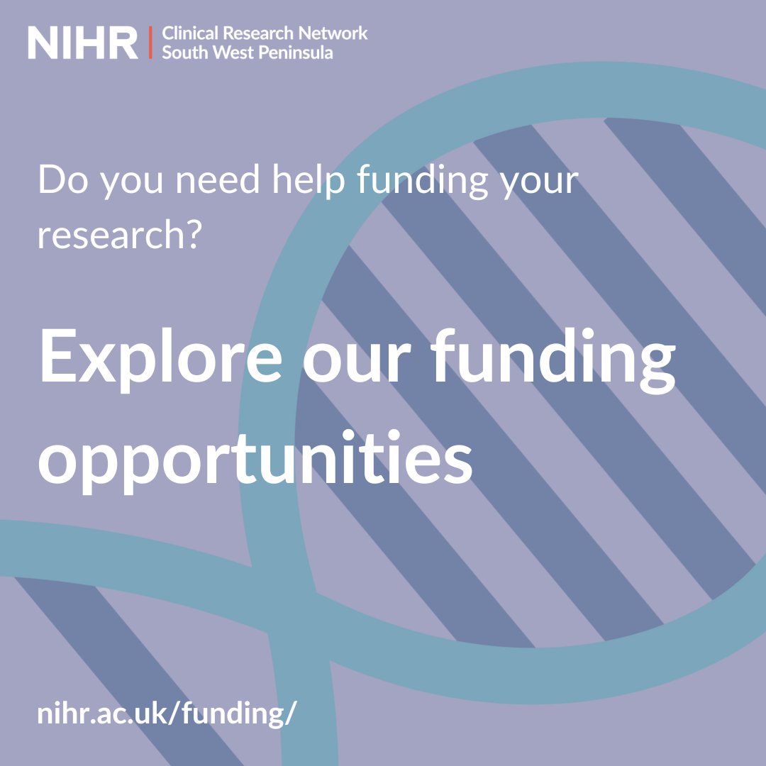 Visit the @NIHRresearch website to see open and upcoming funding calls available for researchers across the South West: nihr.ac.uk/funding

For help to plan, place and perform your research study in the SW, contact: rch-tr.SWPStudySupportService@nhs.net 

#BePartofResearch