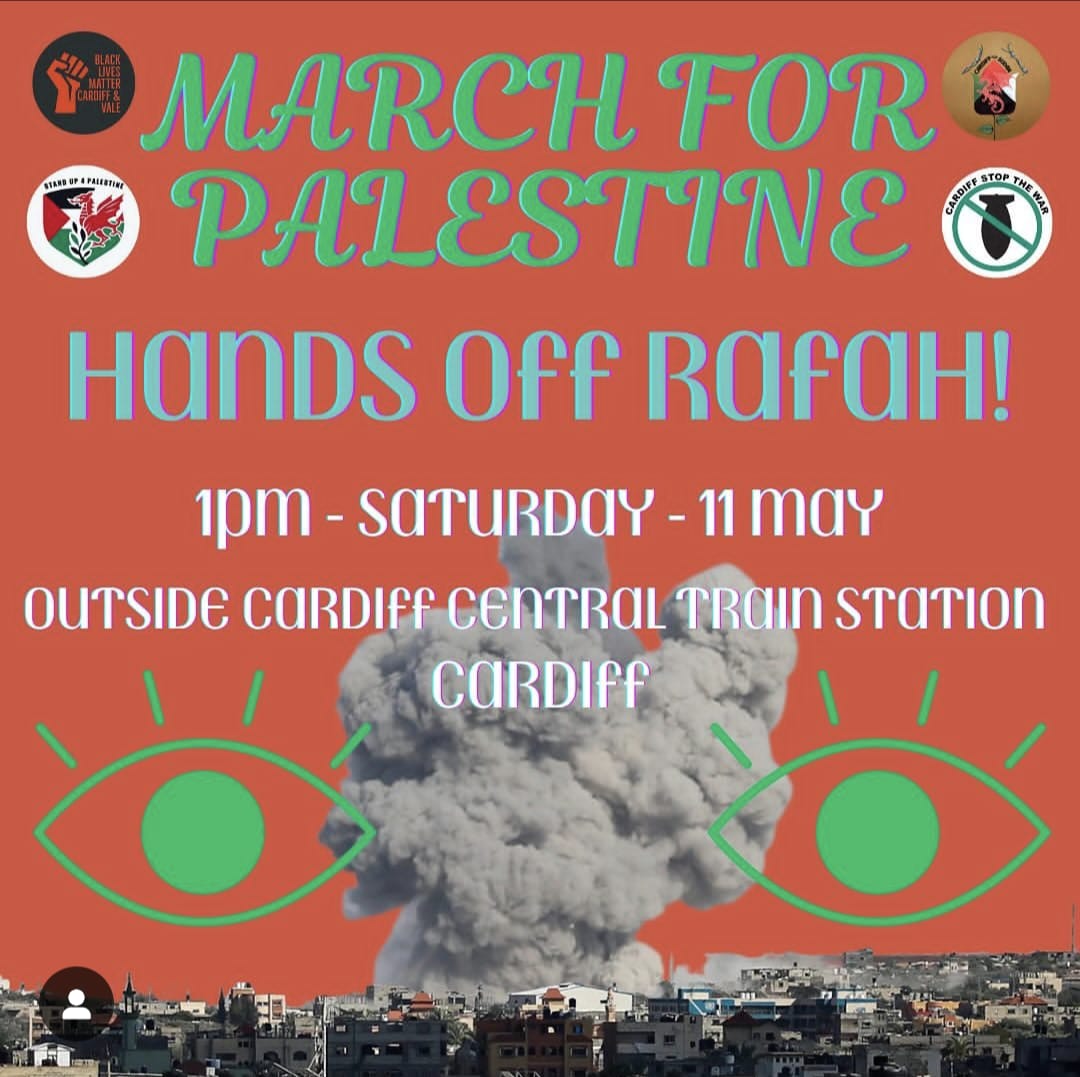 Stop bombing Gaza Stop ethnic cleansing on West Bank. End the military occupation Lift the siege End apartheid in Israel, Jerusalem, West Bank & Gaza Let the refugees return CEASEFIRE NOW ARMS EMBARGO NOW BOYCOTT, DIVESTMENT, SANCTIONS NOW #Cardiff #Gaza #Palestine #Protest