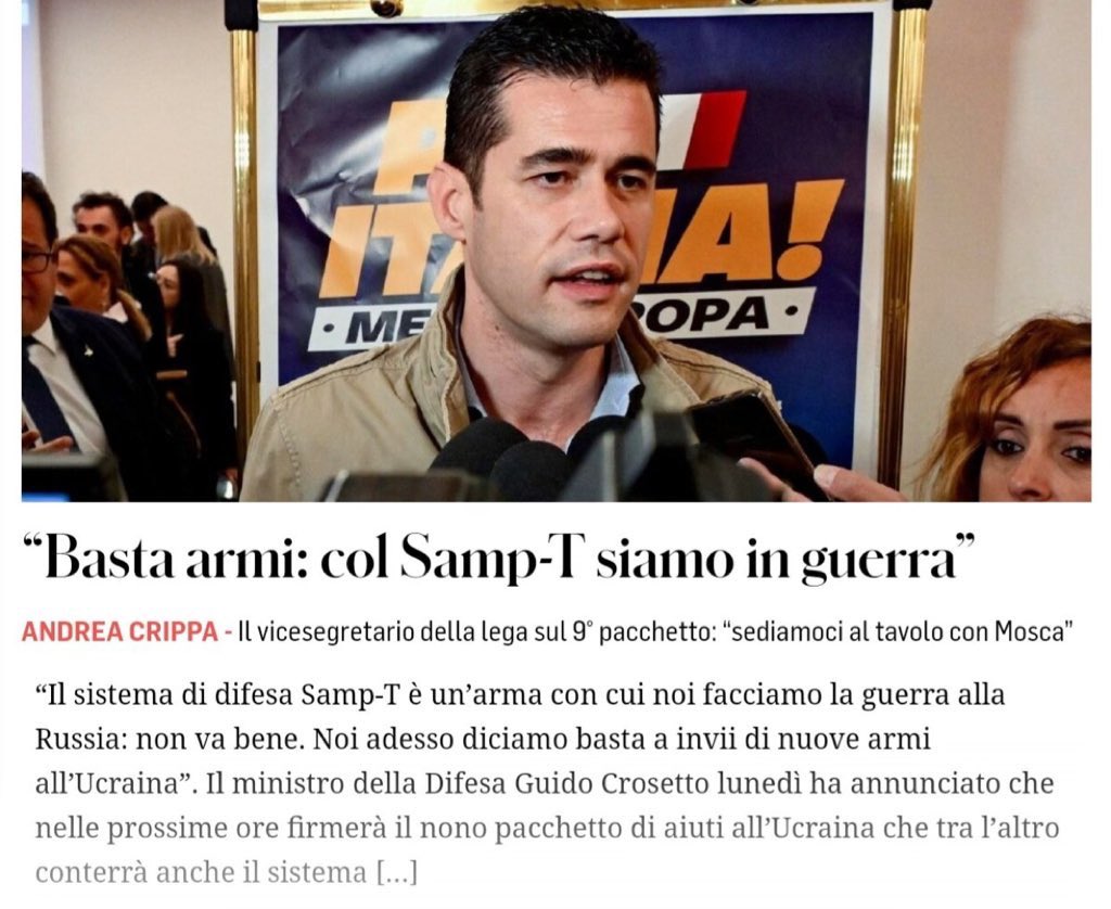 ➡️ RIBREZZO ⬅️
IO DAVVERO NON HO CAPITO SE QUESTI PERSONAGGETTI, MIRACOLATI DAI CAPIBASTONE DI PARTITO, SIANO STATI ELETTI CON I VOTI DI CITTADINI ITALIANI O DEL #CREMLINO...
#Crippa & Co.