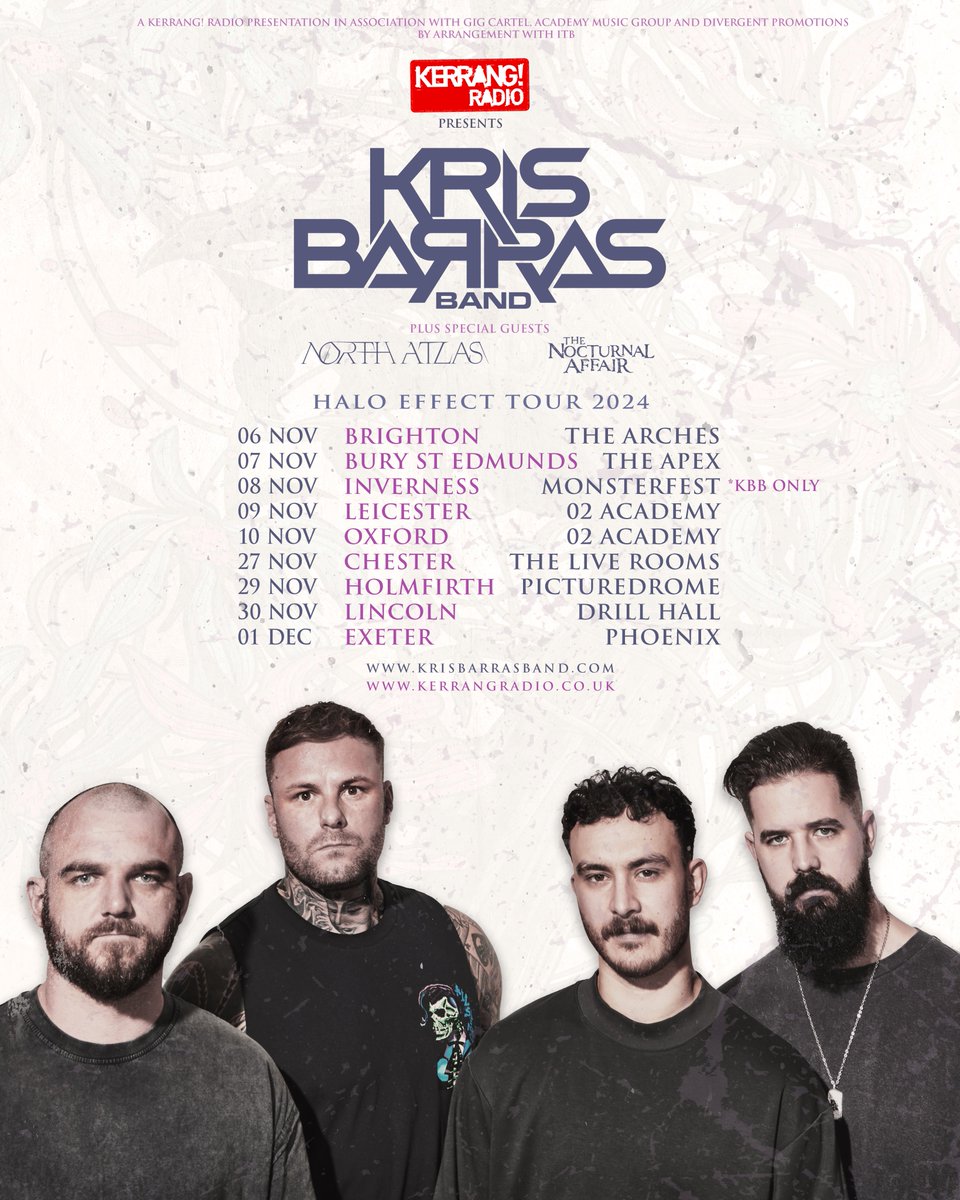Following the release of their colossal #5 UK album Halo Effect + a monster UK tour to boot, Kris Barras Band have now announced a new run of headline shows for this November!🤘 Look back at the band’s recent tour via the incredible new video “With You” - youtu.be/15D1pf2EVQw