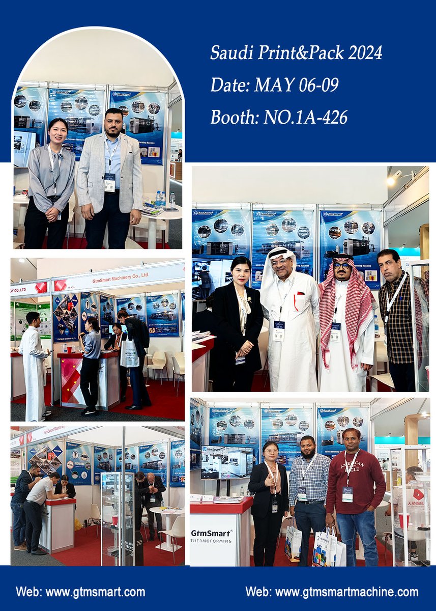 Saudi Print&Pack 2024 is bustling, and #GtmSmart awaits your arrival here!🫶
⏰Date: MAY 06-09
💕Many customers came to our booth NO.1A-426 at the Saudi Print&Pack 2024 to experience the extraordinary quality of our thermoforming machines and service.