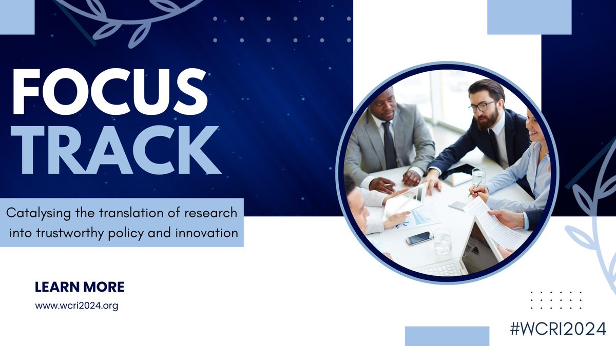 Do not miss the opportunity to actively participate at the two Focus Track sessions and help us extend our knowledge on how research integrity can be applied to innovation and policymaking. Learn more here wcri2024.org/focus-track/ #WCRI2024 #ResearchIntegrity