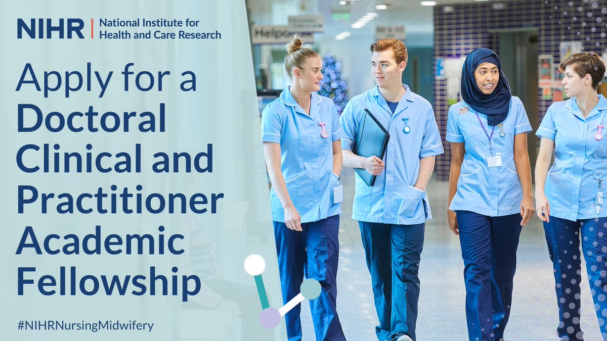 We encourage #nurses and #midwives to apply for our DCAF Programme. The DCAF funds registered health and care professionals to undertake a PhD by research and, concurrently, to undertake further professional development and practice. Find out more: nihr.ac.uk/funding/doctor…