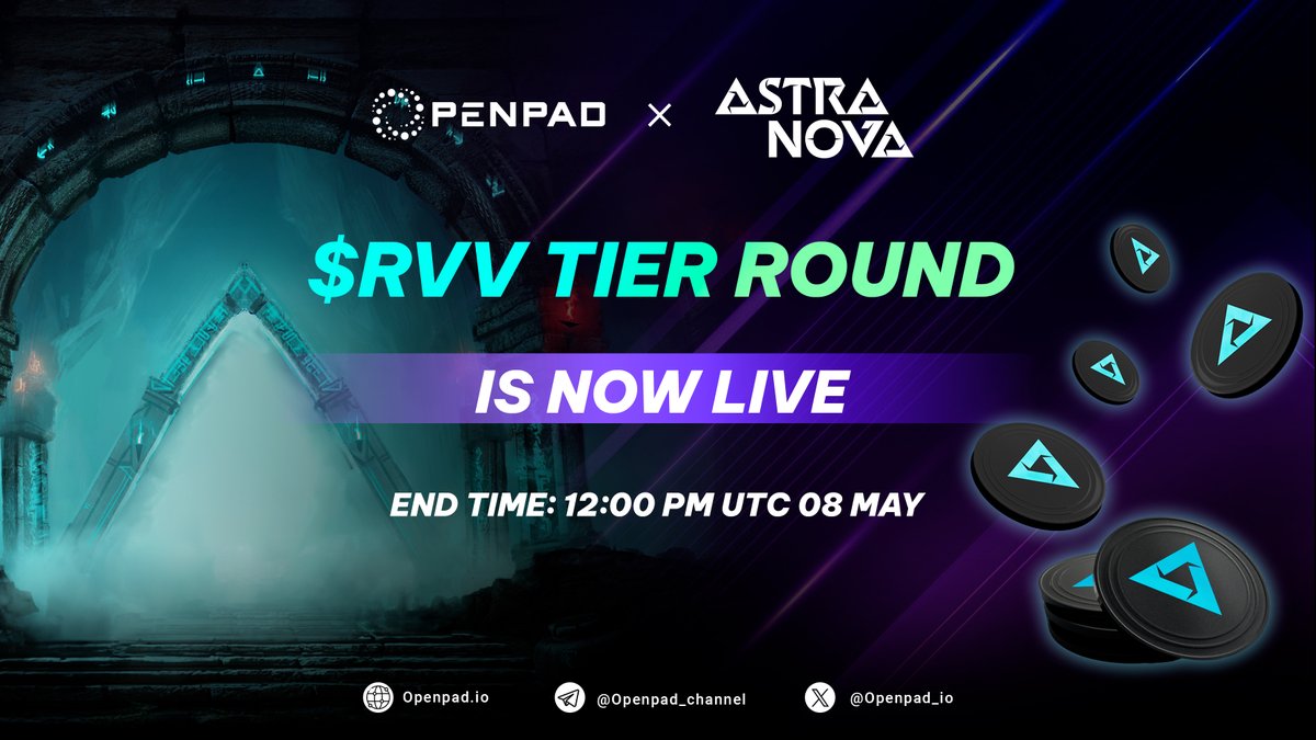 🔥 $RVV @Astra__Nova Strategic Sale Tier Round is Live Now!

👉 Grab $RVV Here: openpad.io/app/projects/a…

📌 Tier round will end at 12:00 PM UTC 08 May
📌 Community Round will start at 12:30 PM UTC 08 May

#Openpad #AstraNova