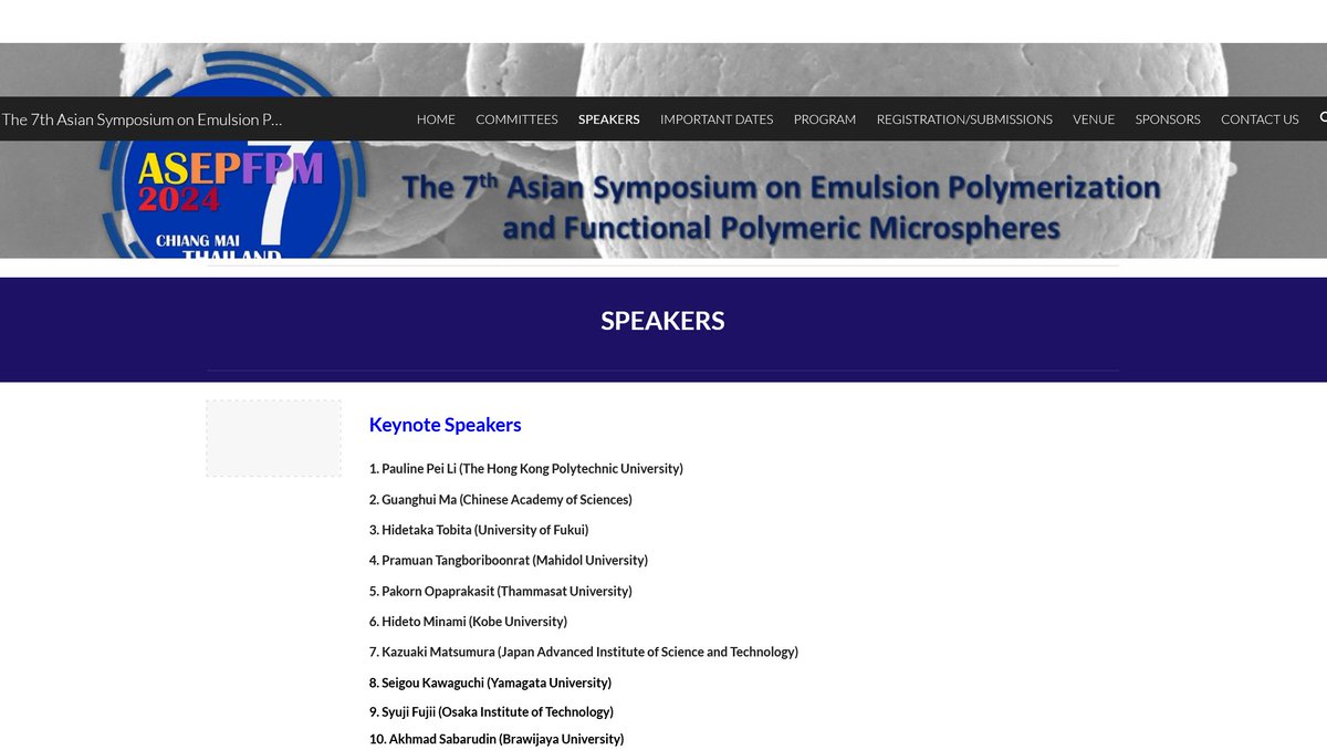 松村研究室 (@jaist_matsumura)：松村が6月にタイのチェンマイで開催されるThe 7th Asian Symposium on Emulsion Polymerization and Functional Polymeric MicrospheresでKeynote speakerとして講演します。久しぶりの国際学会の招待講演で緊張しますが楽しんできます！#JAIST研究