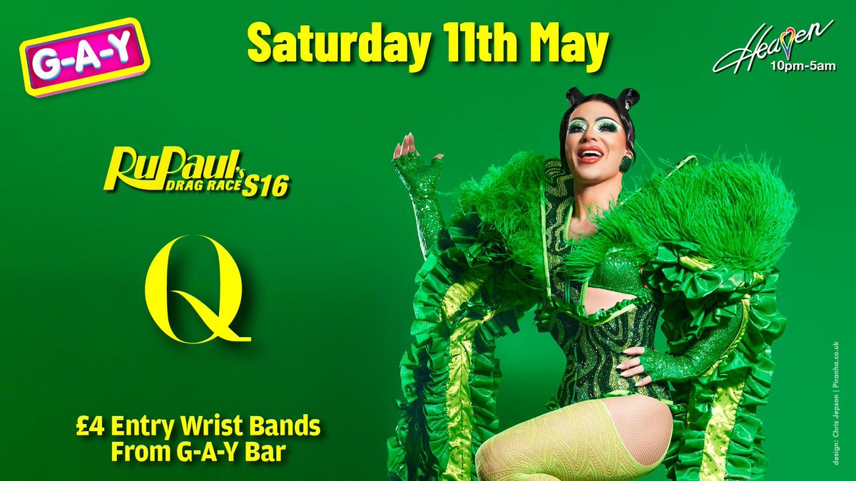 'Q' the music, because the show is about to start! Saturday at G-A-Y @HeavenLGBTClub 10pm - 5am 🌟 @RuPaulsDragRace S16 Finalist ‘Q’ 🚪 Get £4 Entry Wrist Bands At G-A-Y Bar #DragRace
