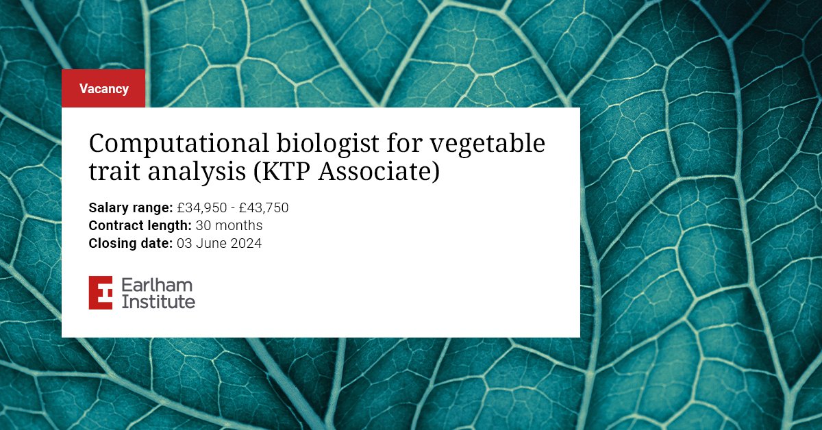 @Tozerseeds @IUK_KTP @innovateuk @jjdeveg As part of this partnership, we're recruiting for a #ComputationalBiologist to work with @Tozerseeds.

Working in their R&D team, you'll focus on the application of genomics-based analyses for marker discovery in a non-model vegetable crop species.
➡️ okt.to/BLiz9E