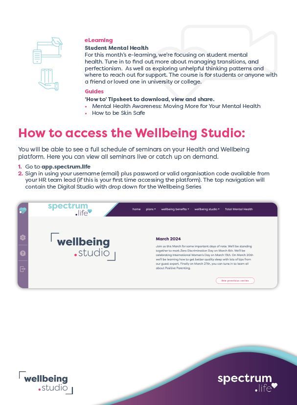 Tune into #SpectrumLife's May Wellbeing Series to learn about maternal mental health, the benefits of walking, mental health awareness and building resilience. Amazing hosts & experts!! Sign up here👉 buff.ly/41YQcel #OideIreland