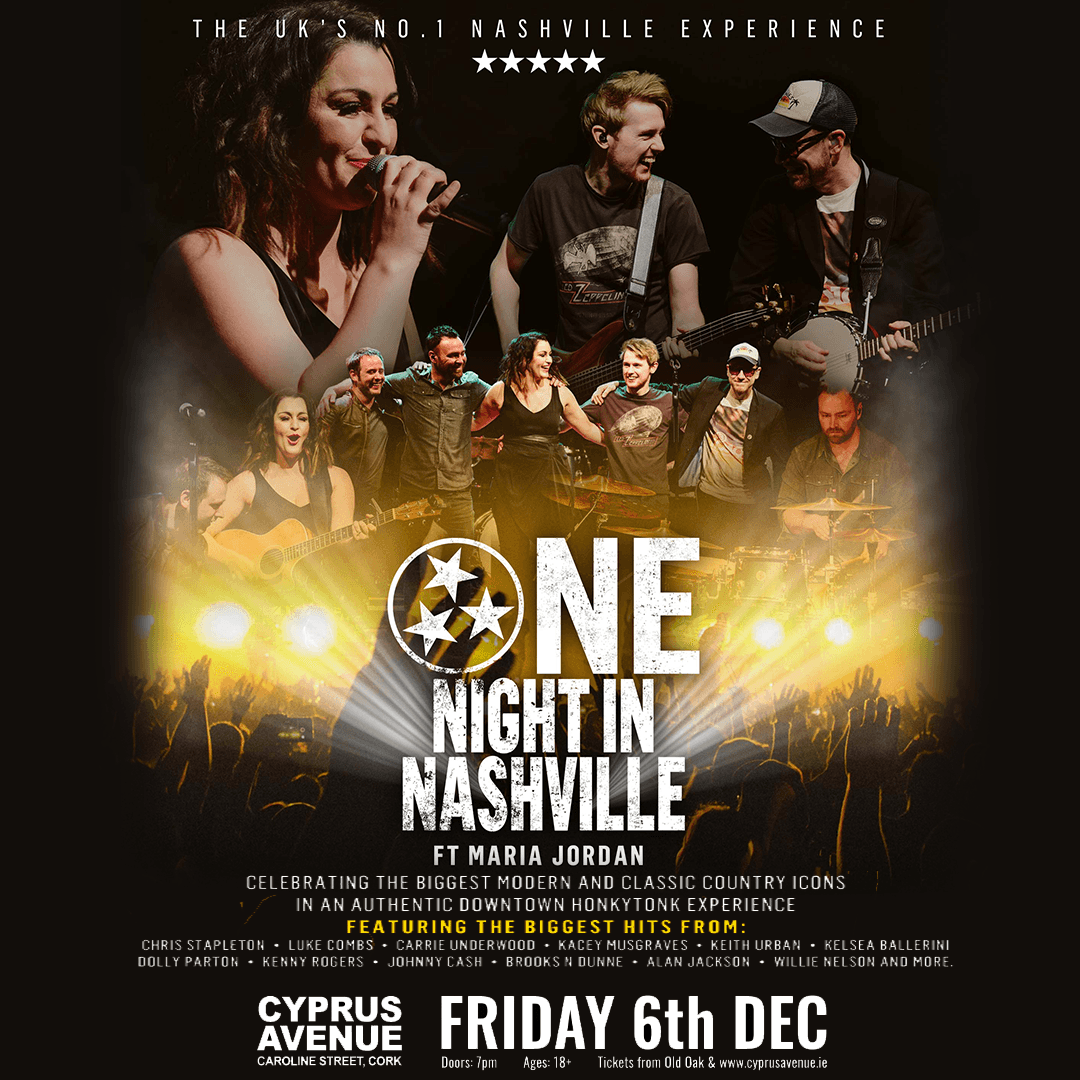 One Night In Nashville is the UK's #1 and only true Downtown Nashville & Honky Tonk Experience. Inspired by today’s Nashville music scene, you can experience it live in Cork City for one night only. Get your tickets at Cyprusavenue.ie. #onenightinnashville #Cork