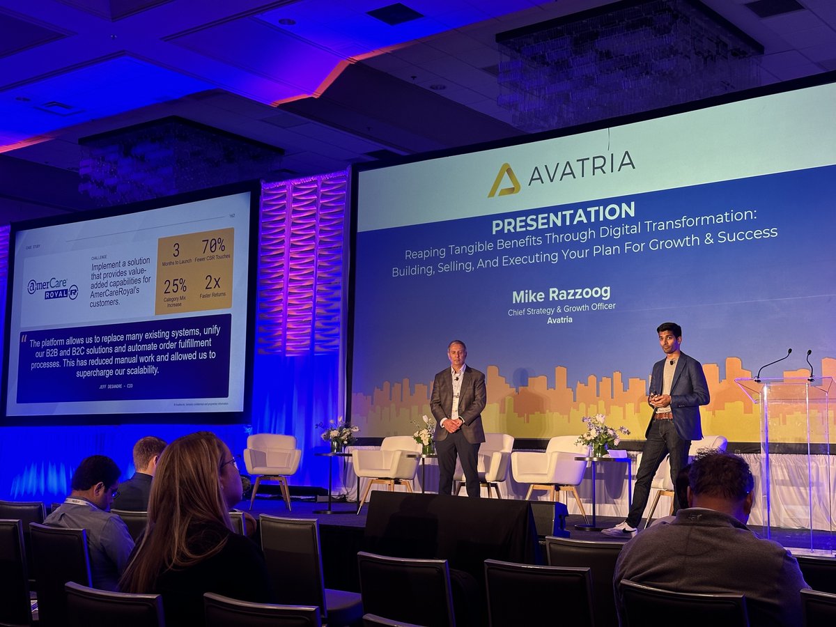 Our CEO Eberhardt is currently at B2B Online in Chicago, where Mike and Anando of our preferred US-partner Avatria is talking about the project with Jeff DeSandre of our wonderful customer AmerCareRoyal.

#B2BOnline #PartnershipGoals #AmerCareRoyal