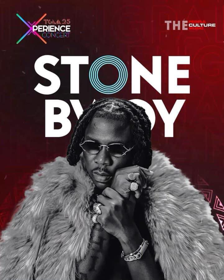 This Saturday watch @stonebwoy taking the Live Band performance to a different level where other artists will follow , bringing joy and happiness to the fans across GLOBE .STONEBWOY set to headline the 25th TGMA inside Robert Mensah Sports Stadium in Cape Coast. #25thTGMA…