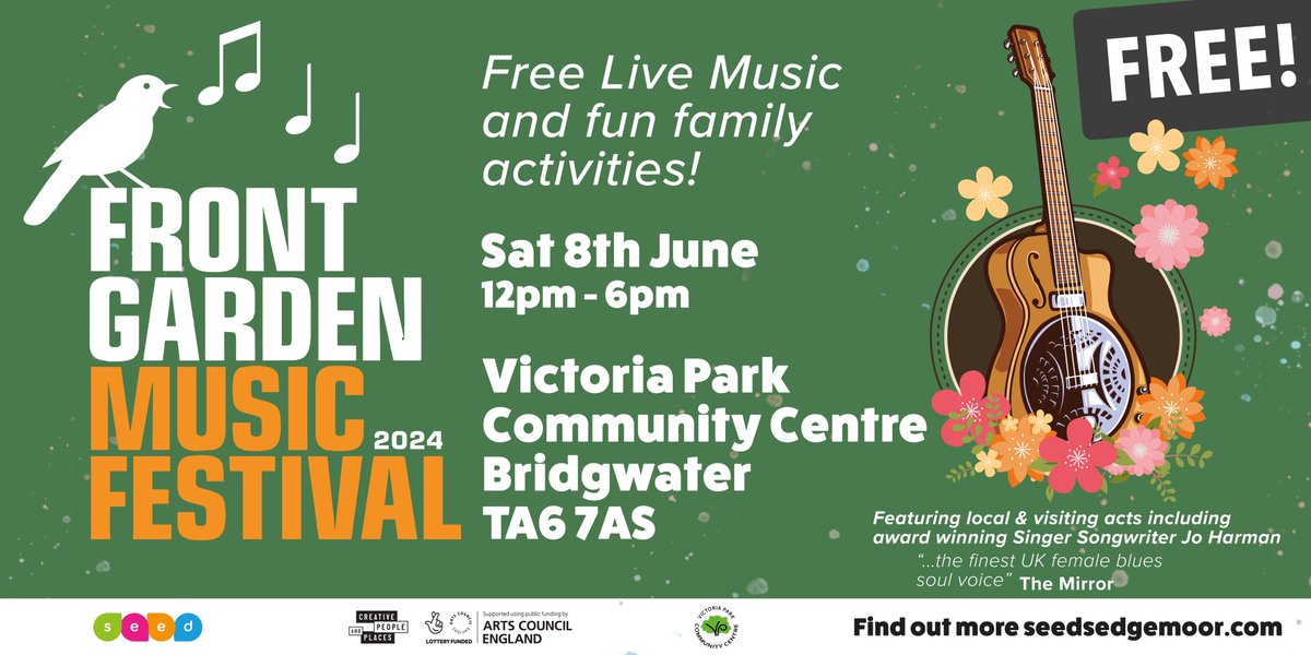One month away! The Front garden Music Festival is coming to <a href="/victoria__park/">Victoria Park</a> #Bridgwater with free live music and fun family activities!