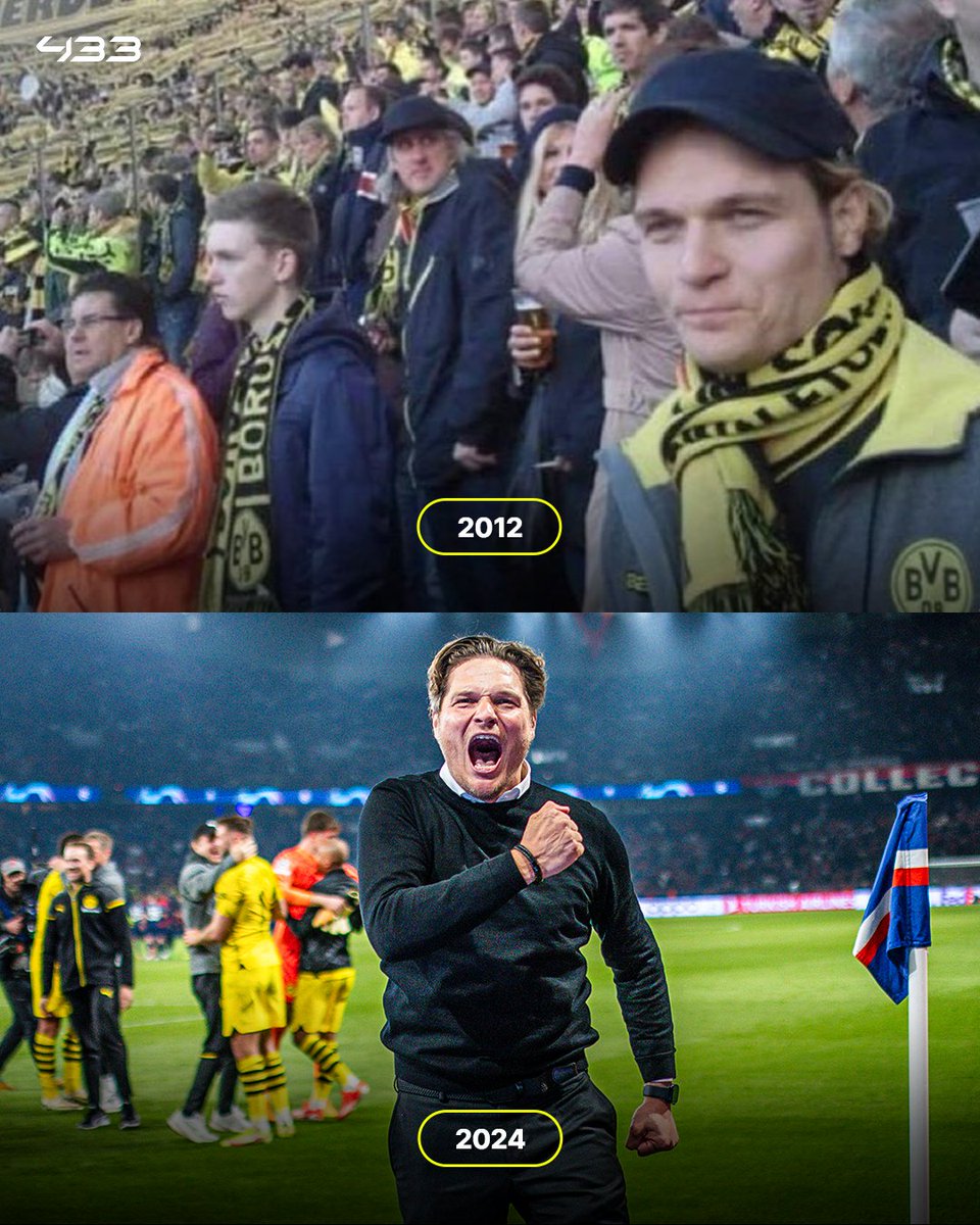 In 𝟐𝟎𝟏𝟐, Edin Terzić watched Dortmund win their last Bundesliga title as a fan ⚫️🟡

𝟏𝟐 years later, he leads the club to the UCL final 👏