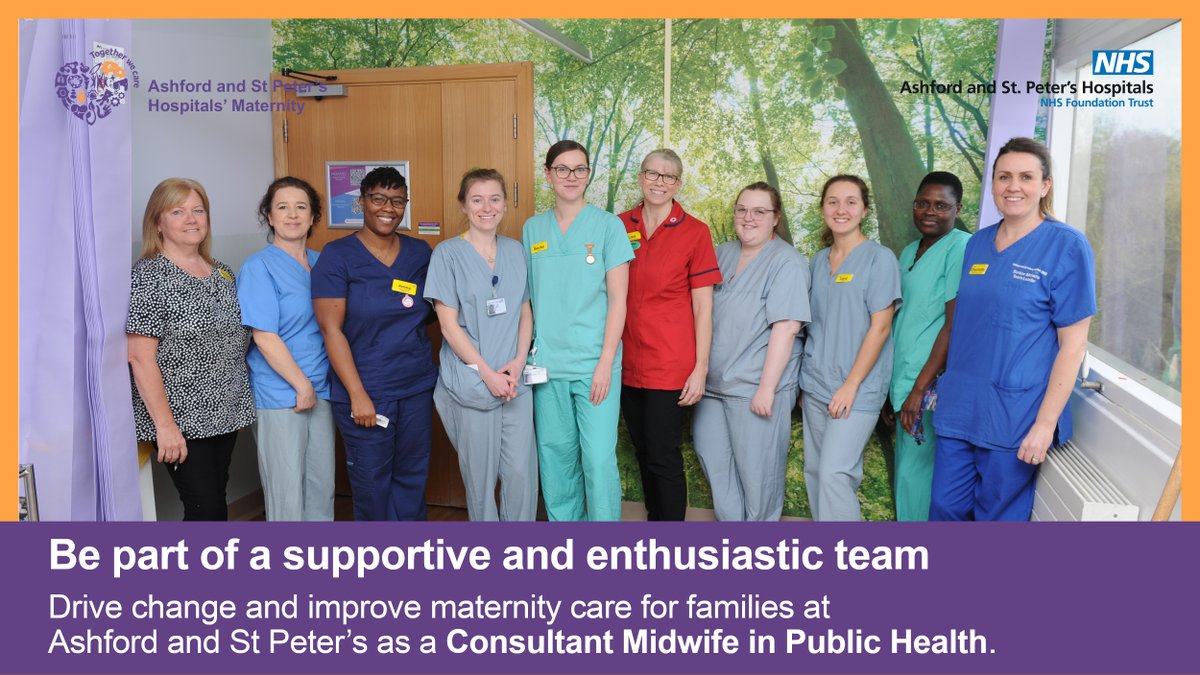 📢 Closing today 📢 Be part of a supportive team and drive change and improve maternity care for families at Ashford and St Peter's as a Consultant Midwife in Public Health. Find out more and apply here: ow.ly/sJMx50RzcEw #NHSCareers #NHSJobs #MidwiferyCareers