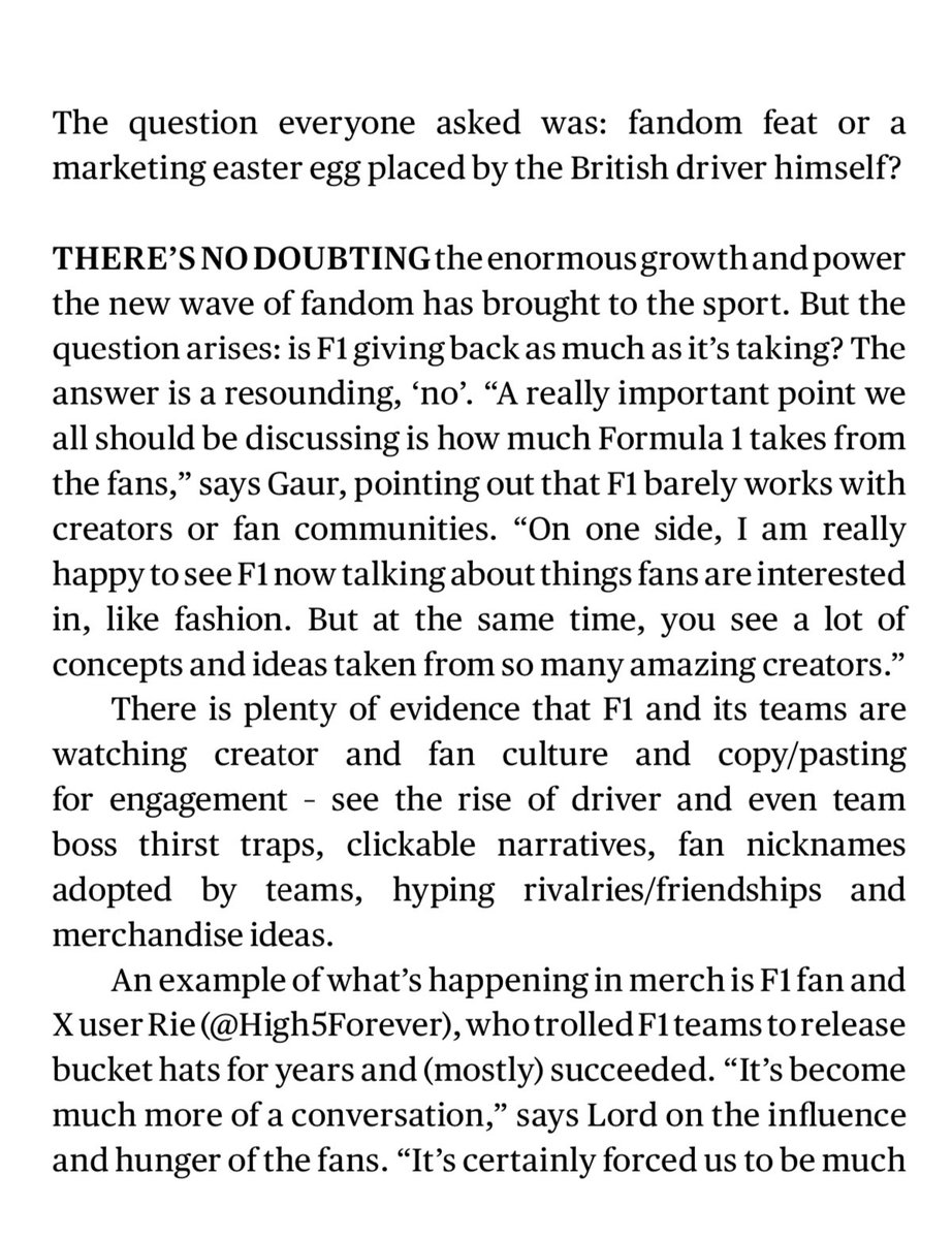 So I was featured in Esquire Australia on a story about rise of F1 fans. I spoke about my experience as a fan of the sport and Sir Lewis Hamilton (duh) I also mentioned how F1 and teams take a lot of ideas from fans and creators but we don’t get the love back in return
