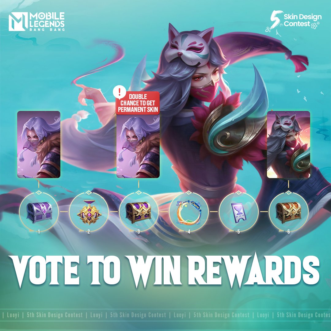 Want to win Luo Yi's permanent skin? Remember to participate in the Skin Design Contest voting, and stand a chance to obtain Luo Yi 'Yin-yang Mage' and Luo Yi 'Tenko' from event chests! Link: play.mobilelegends.com/events/2024ski… Tip: Advanced Mystery Chest and Medium Mystery Chest have a…