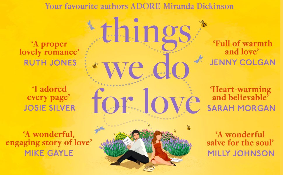 Happy #CoverReveal day to Miranda Dickinson @HQstories there is so much love for @wurdsmyth this is what @jennycolgan @JosieSilver_ @mikegayle @SarahMorgan_ @millyjohnson and Ruth Jones all have to say

Things We Do For Love - 1st August 

 amazon.co.uk/Things-Love-BR…