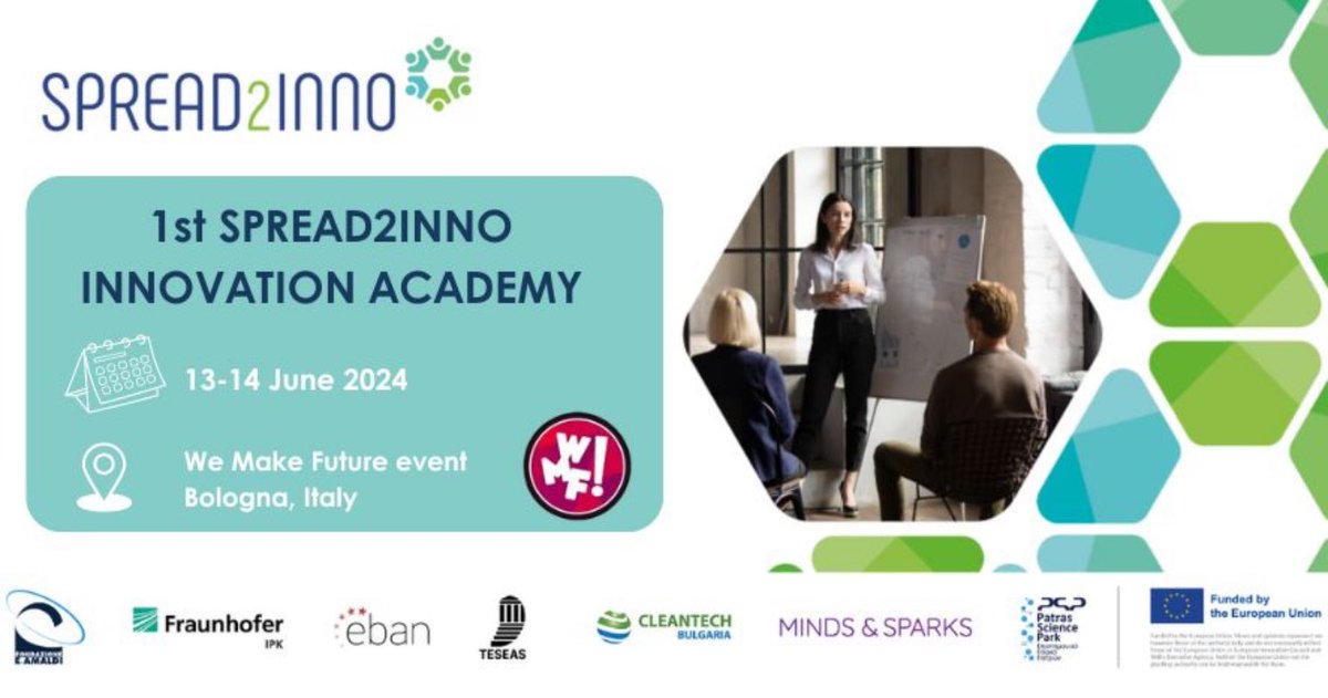 We are thrilled to announce that the 1st @SPREAD2INNO_EU Project Innovation Academy will be hosted by the @WMFWeMakeFuture event on 13-15 June in Bologna!
