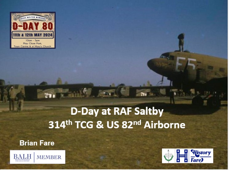 Are you at the #MeltonMowbray 1940s event this weekend?
Stop by at my stall, say hello.
I will also be doing 2 short talks in @heartofstmarys on Sat (1330Hrs) & Sun (1345Hrs)  about RAF Saltby, the US 314th TCG & the US 82nd AB and the 4th Para Bde.