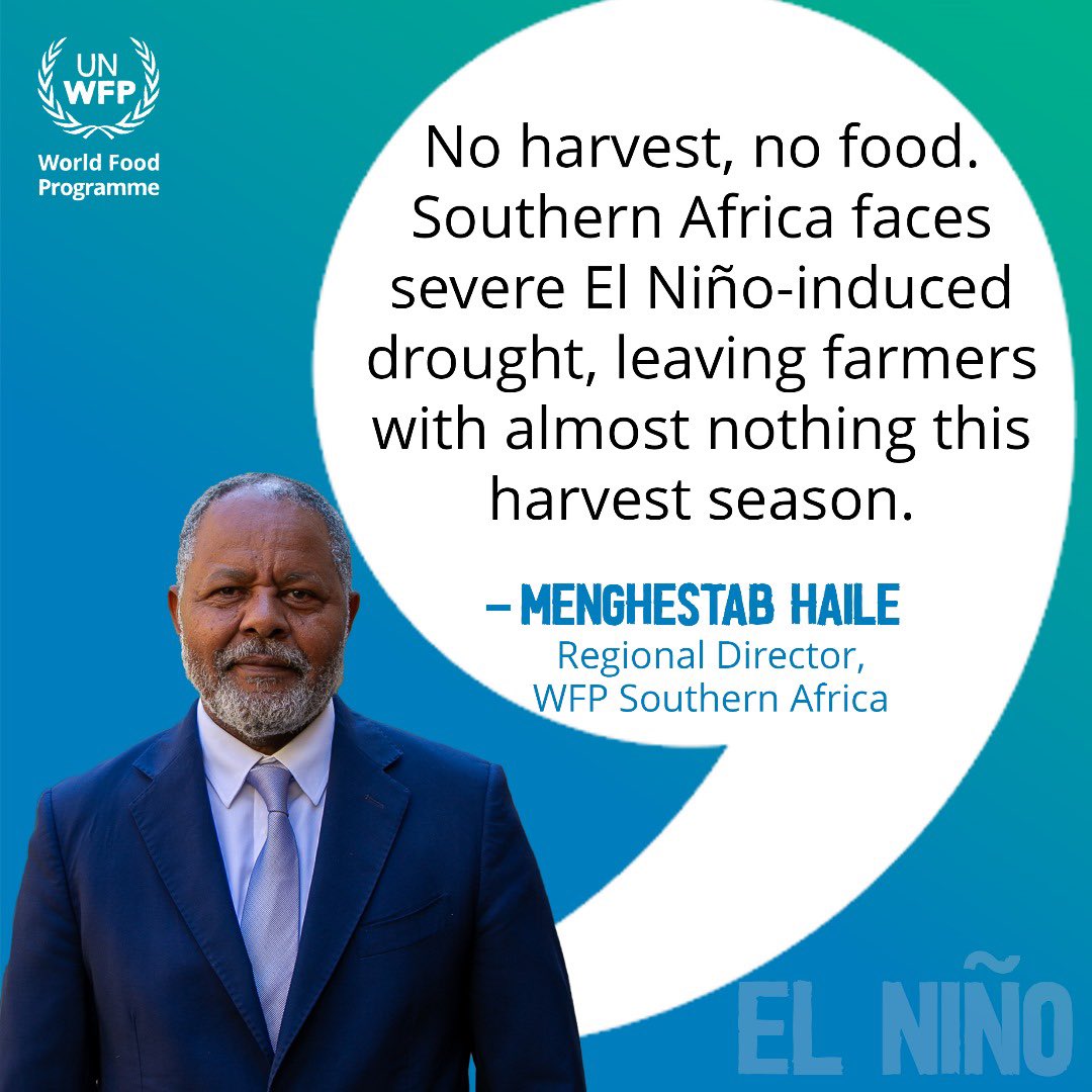 No harvest means no food!

El Niño's grip on Southern #Africa is tightening, threatening our fragile food systems with droughts and floods.

Urgent action is required!
#ElNino
