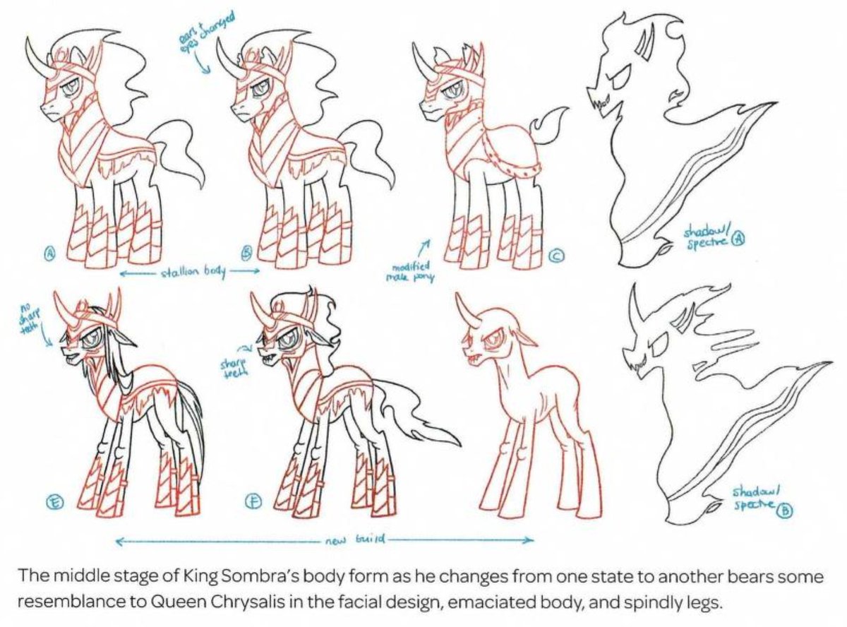 Concept art of King Sombra showing a few different forms. (2011)